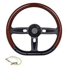 Grande volante in legno per auto d'epoca, legno sportivo, raggi neri, 33...
