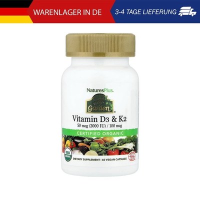 NaturesPlus, Source of Life Garden , Vitamin D3 & K2, Vitamin D3 und K2, 60 vega