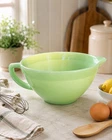 Vintage Jadeite Mixing Batter Bowl Fire King Oven Ware with Pour Spout & Handle