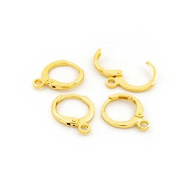 Vintageparts DIY Creolen aus Messing 18k Gold beschichtet 12mm 4 Stück
