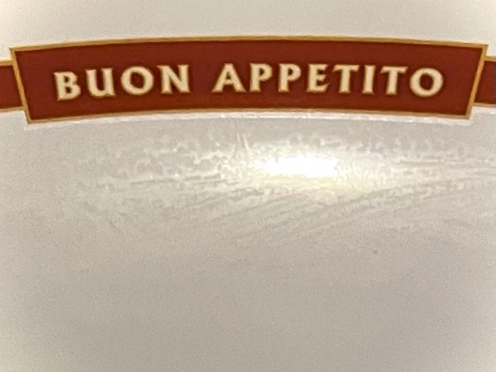 Cuenco para servir pasta rústica Pottery Barn, "Buon Appetito" 14 pulgadas, grande/profundo Foto 4 de 4
