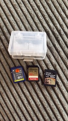 SD Cards - 3 Pack (2x 64 GB and 1x 32 GB SD Memory Cards) w/ Carrying Case