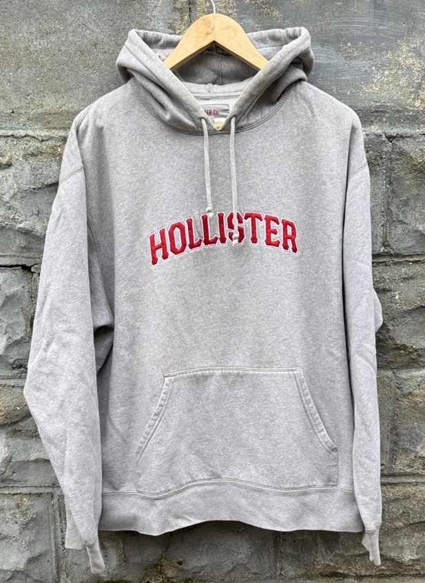 Sudadera con Capucha Hollister De Colección Para Hombre XL Sudadera con Capucha Envejecida Y2K Gris Surf Foto 2 de 4