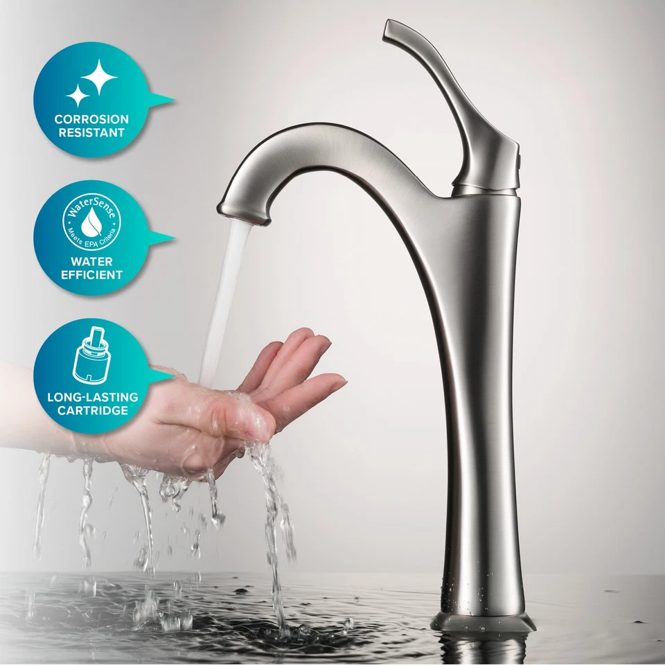 Kraus C-GV-399-19MM-1200 Arlo & Glass 17" vaso de vidrio baño Foto 3 de 4