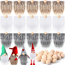 45 Pcs Halloween Gnome Beard Nose Kit for Crafting Gray Camel White