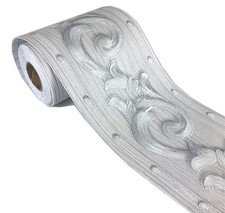 Peel and Stick Silver Grey Floral Wallpaper Border for Home Decor 4"x16.4'