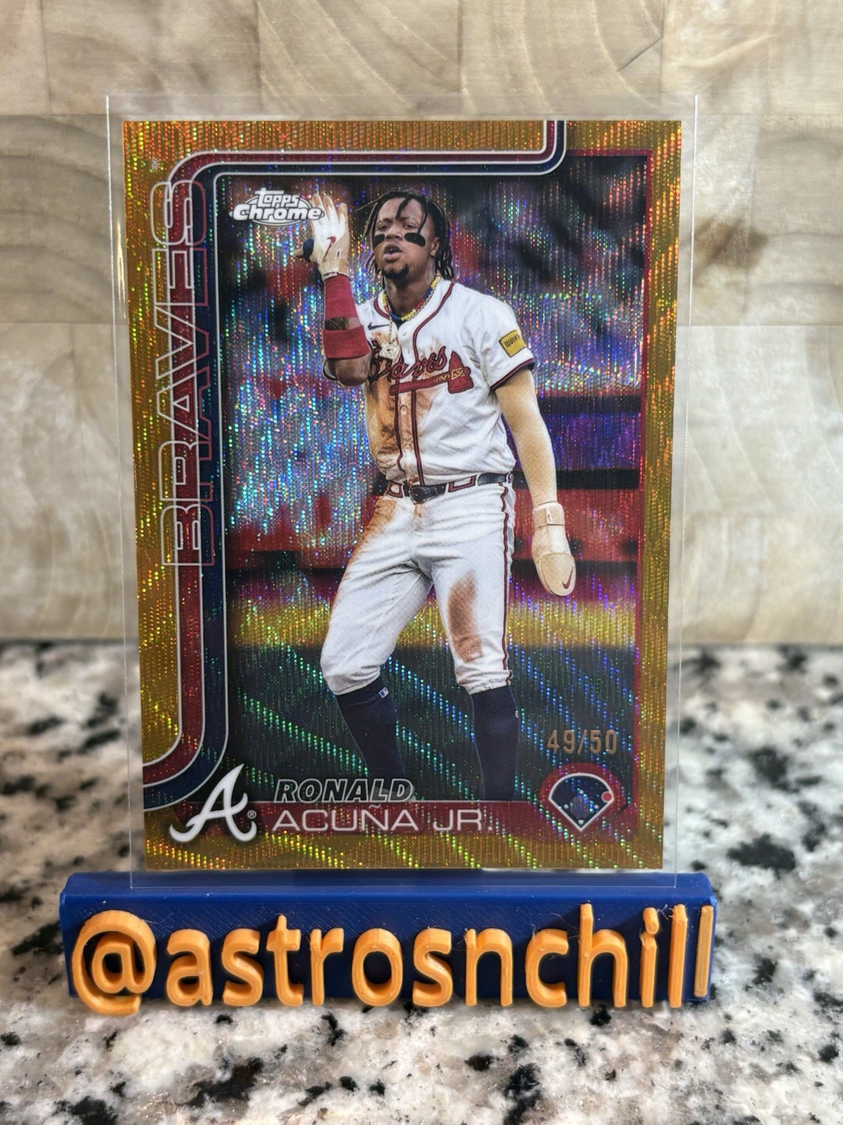 2025 Topps Chrome - Ronald Acuña Jr. #257 Gold Wave /50 Refractor Acuna CLEAN