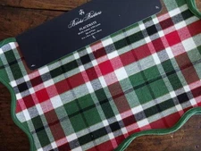 BROOKS BROTHERS Classic RED GREEN PLAID Scalloped HOLIDAY PLACEMAT SET 4PC
