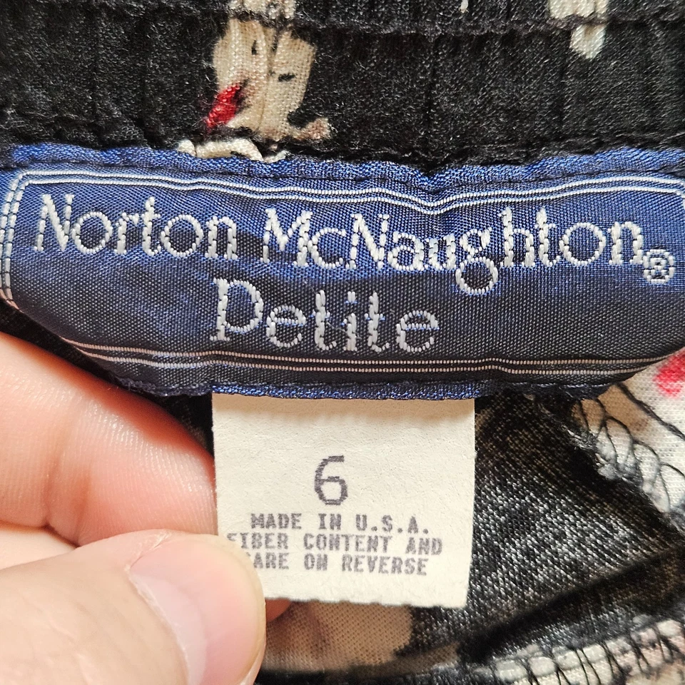 Vintage Norton McNaughton Petite Floral Pleated Midi Skirt 6 Cottagecore 90s - Image 3 of 4