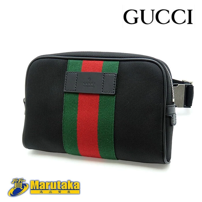 Gucci Techno sac ceinture en toile 630919 noir Web rayure body bag Itsukuya