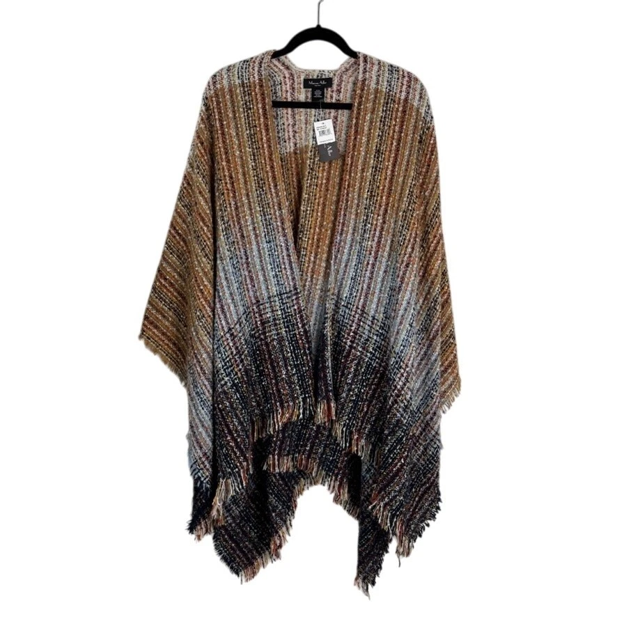 NWT Marcus Adler Woven Cape Poncho Travel Boho Abstract One Size - Image 2 of 4