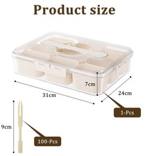 9 Compartments Divided Serving Tray with Lid Portable Snack Box Kitchen4875