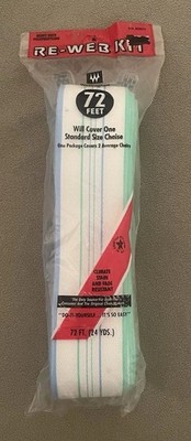 Lawn Chair Webbing, 72ft New, White Stripes, 2 1/4in Wide, Wellington Re-Web Kit