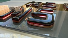 2 x 4D Ruby Red, Krystal &Gel 8mm Tinted Front & Rear SHORT SHOW NUMBER PLATES