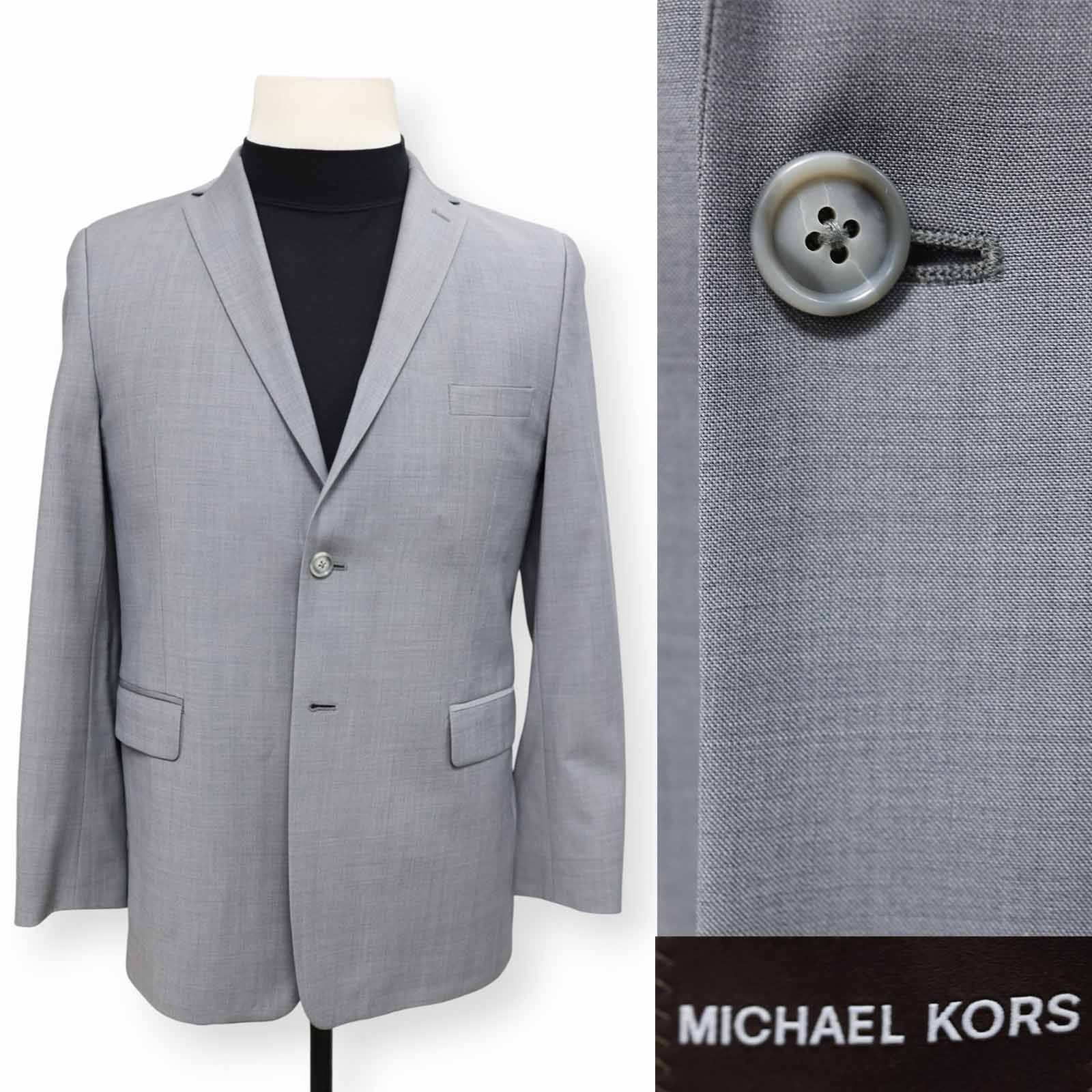 MICHAEL KORS mens solid gray two button sport coa… - image 1