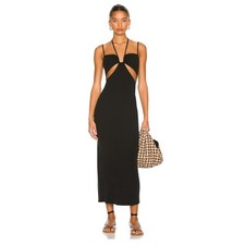 L*SPACE Naomi Microribbed Slinky Jersey Cut Out Strappy Maxi Dress in Black S