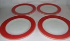 4 Vintage Pyrex Pink Flamingo Band  Plates 8" Salad Luncheon Milk Glass GLOSSY