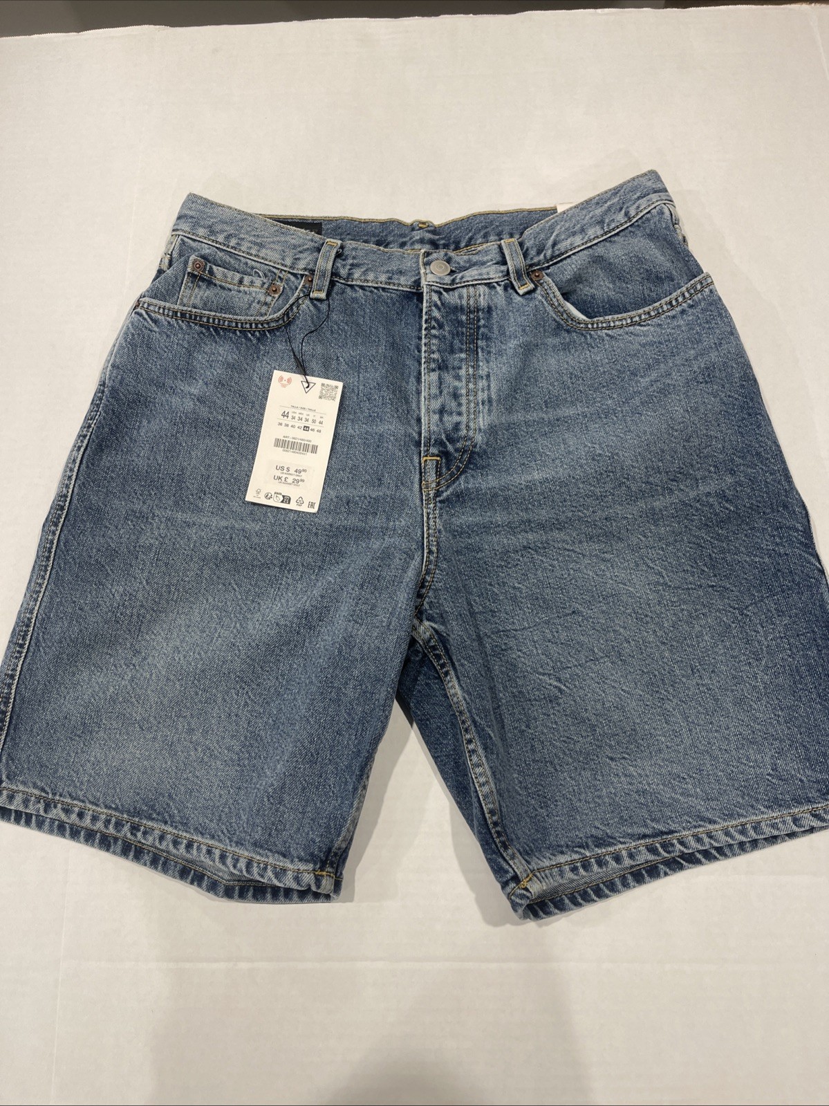 Zara Men’s L Blue Jeans Short Denim Shorts Size 44