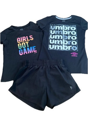 #ad #ad Champion And Umbro Athletic Shirts And Danksin Elastic Shorts Girls Size M 7 8 $12.00