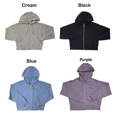 DKNY Women's Soft Terry Full Zip Front Hooded Jacket