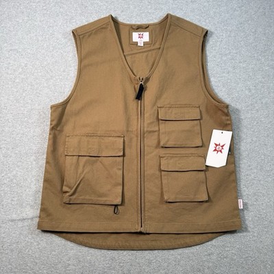 Volcom Tokyo True Vest Skate Canvas Workwear Brown Pockets Full Zip Mens M NWT