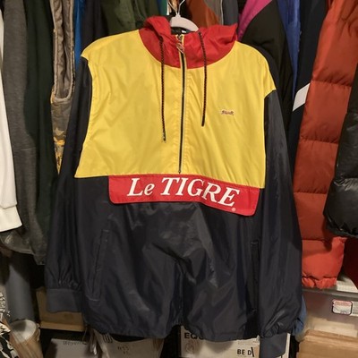 Le Tigre Pullover Windbreaker Color Block Jacket Yellow Red Navy Mens Large NICE
