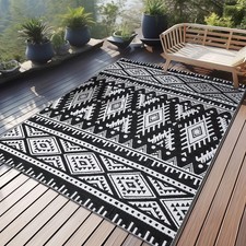 Outdoor Rug Weatherproof, Plastic Straw Foldable Washable UV Resistant Wen...