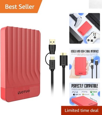Sleek 500GB Portable External Hard Drive - USB 3.0 for PC & Console Gaming
