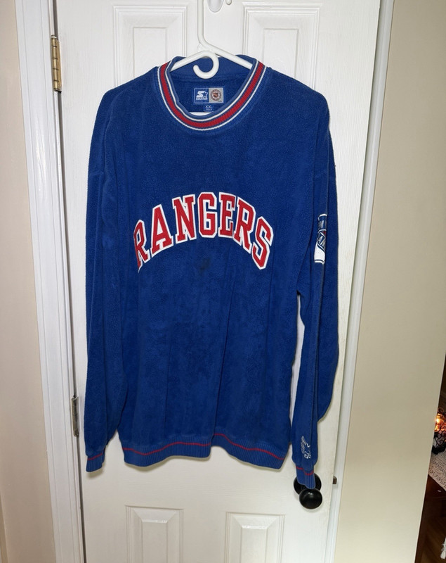 90s Starter New York Rangers NHL Sweatshirt XXL Blue Red White Crewneck Licensed