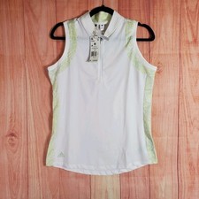 Adidas Womens Ultimate 365 Solid Sleeveless White Shirt Sz M Zip Collar