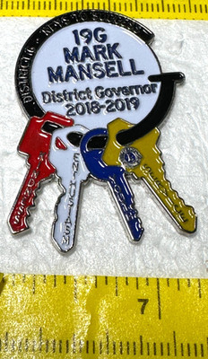 LIONS DISTRICT 19G MARK MANSELL DISTRICT GOVERNOR 2018-19 KEYS Lapel Pin 