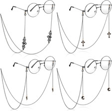 4 Pcs Goth Glasses Chain with Pendant Metallic Bat Goth Sunglasses Eyeglass Lany