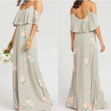 NWT Show Me Your Mumu Caitlin Ruffle Maxi Dress in Lily Showers