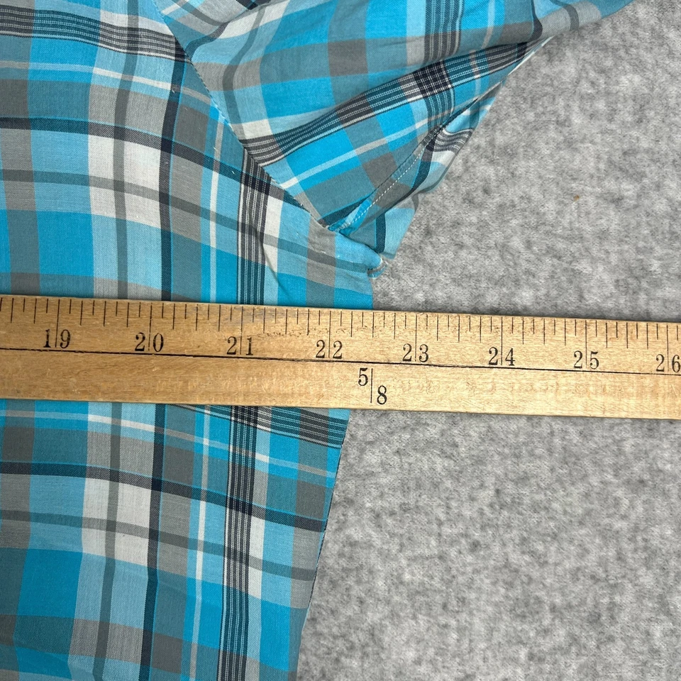 Isaia Napoli Long Sleeve Button Shirt Mens 16.5 / 42 Blue White Plaid Italy - Image 4 of 4