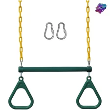 Enhance Your Swing Set with 18" Trapeze Bar & Durable Chain - Green Edition