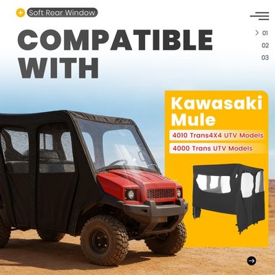 For Kawasaki Mule 4000/4010 Transport UTV Soft Door Full Cabin Cab