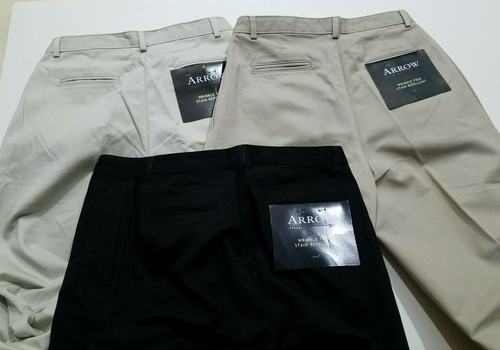 Boys Arrow Pleated Front Style A856000 Cement Khaki Black School Pants Size 18 - Picture 3 of 7