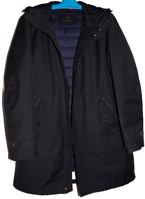 Massimo Dutti Men Hardshell Down Jacket Coat Navy XL