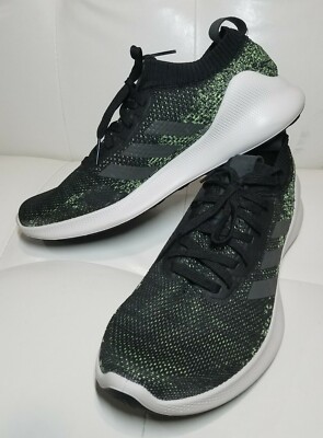 Adidas PureBounce+ Core Black Metallic Grey Green Running Shoes F36686 Men's 12