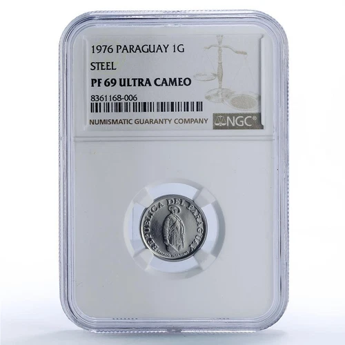 Paraguay 1 guarani Republic Coinage Soldier KM-151 PF69 NGC NiSteel coin 1976