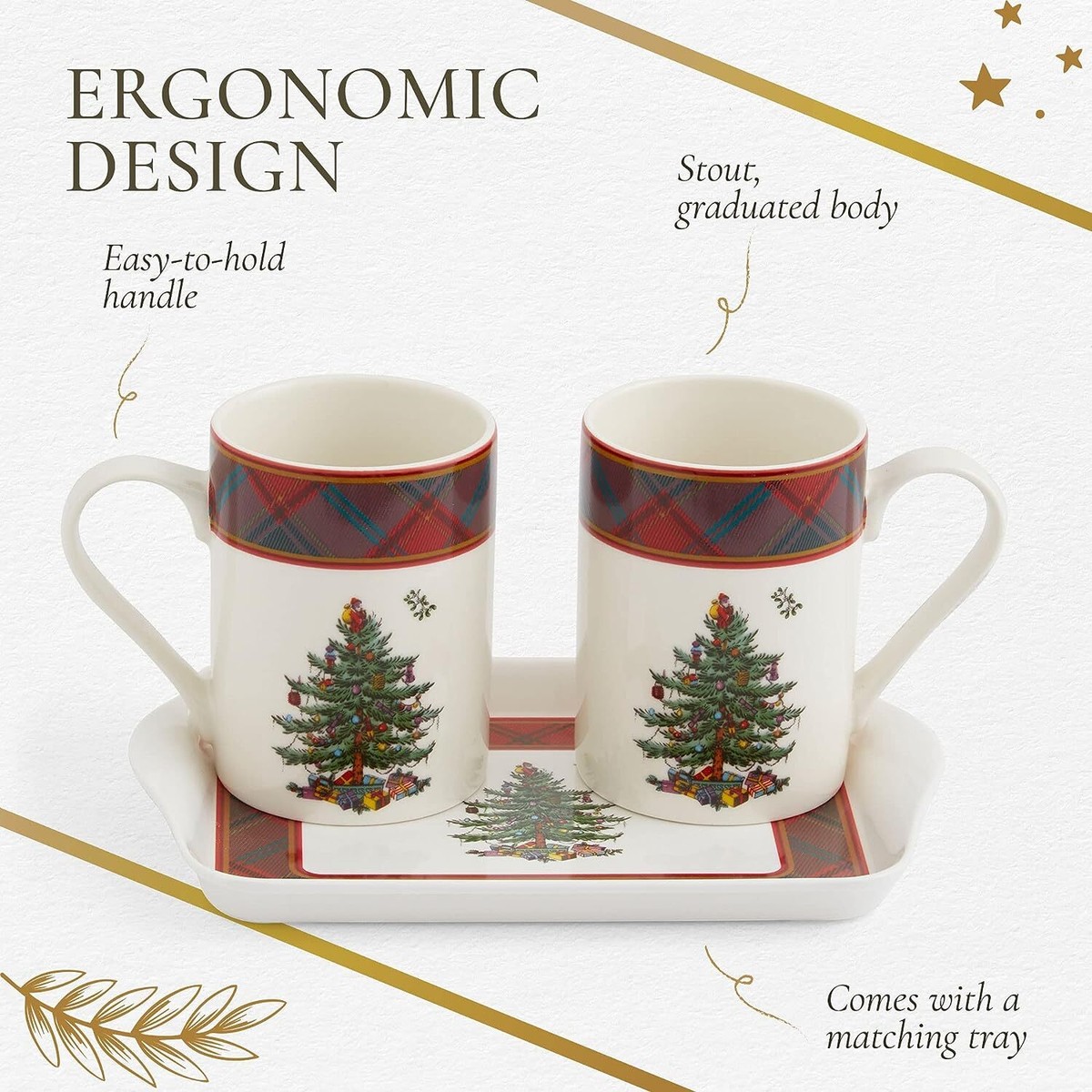 Tazas Porcelana Tazas De Navidad Spode Christmas Tree - Porcelana Fina, 14  Oz, Set De 4, Apto Lavavajillas Vajilla Navideña árbol Navidad, image size:1200x1200