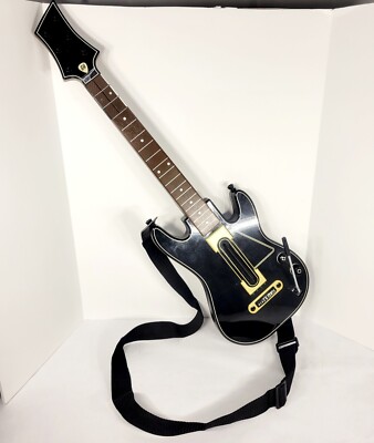 Guitar Hero Power Wireless Guitar Xbox 360  With Strap Black Activision UNTESTED