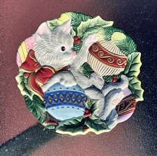 Fitz & Floyd Christmas Ornament Dish Wall Canape Tray 3D Christmas 9”