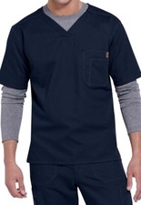 Carhartt Men's Ripstop Multi-Pocket Scrub Shirt Top Navy Blue Size Small