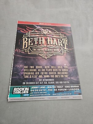 TPEEP165 MAGAZINWERBUNG 11X8'' BETH HART LIVE IN DER ROYAL ALBERT HALL 