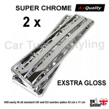 2 x SILVER CHROME SUPER GLOSS NUMBER PLATE HOLDER SURROUNDS CAR FOR MAZDA