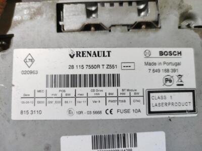281157550R audio system RENAULT MEGANE III SPORT TOURER EXPRESSION 2009 164388