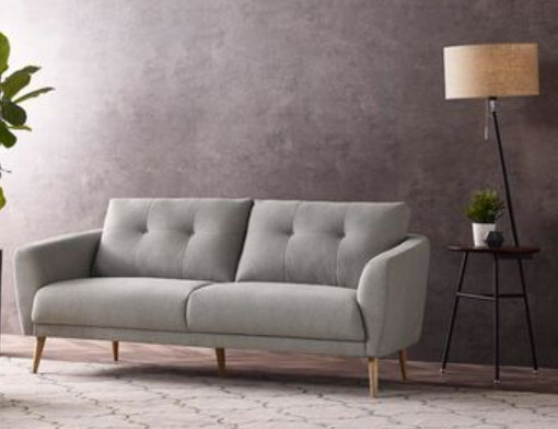 Canapé 3 places ZOE II tissu gris moderne fixe pour mobilier de salon