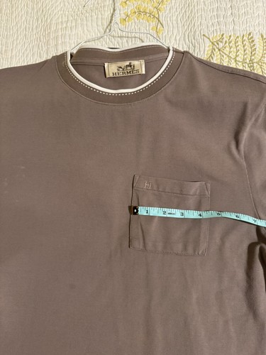 Hermes Men’s T-shirt Shirt Size XL - Piqûres Sellier (Brown color) - Picture 5 of 10