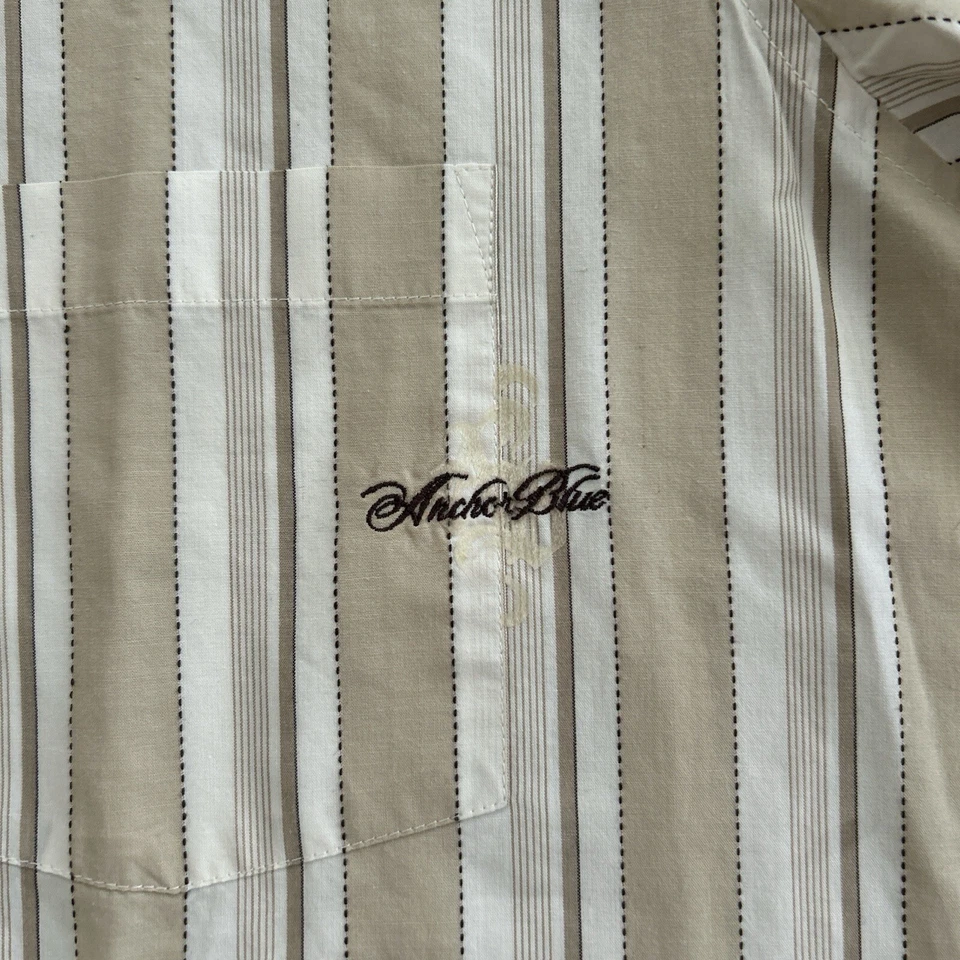 Vintage Y2K Anchor Blue Button-Up Shirt XXL White Black Beige Embroidered - Image 2 of 4
